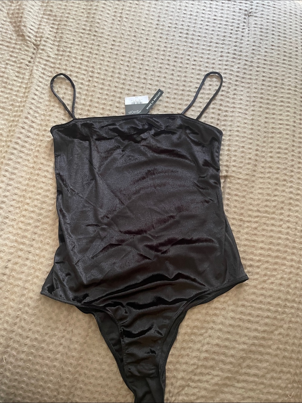 Topshop Black Velvety Bodysuit